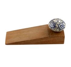 2 Pieces Blue Decorative Crackle Ceramic Wooden Door Stopper